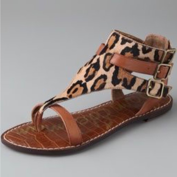 Sam Eldelman Nude Leopard Grenna Gladiator Flat Sandal Size 8 - Picture 16 of 17